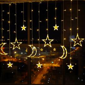Гирлянда-штора светодиодная с пультом - Звезда и месяц