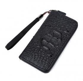 Мужской клатч-портмоне из крокодиловой экокожи - Черный
